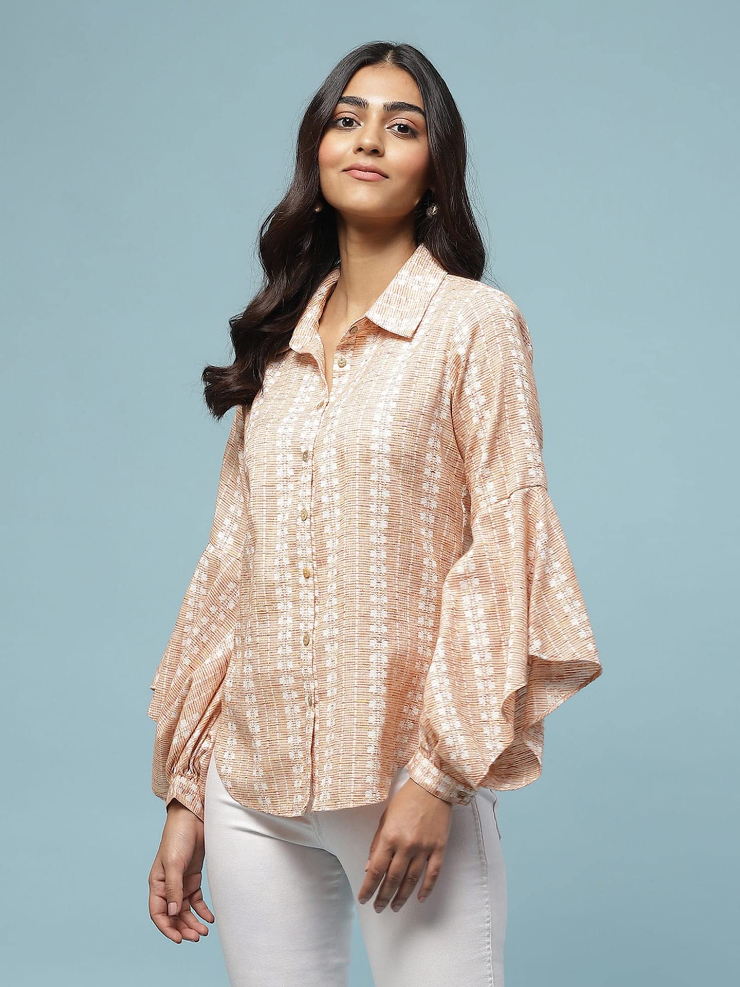 Aarke Ritu Kumar Peach Yarn Dyed Shirt