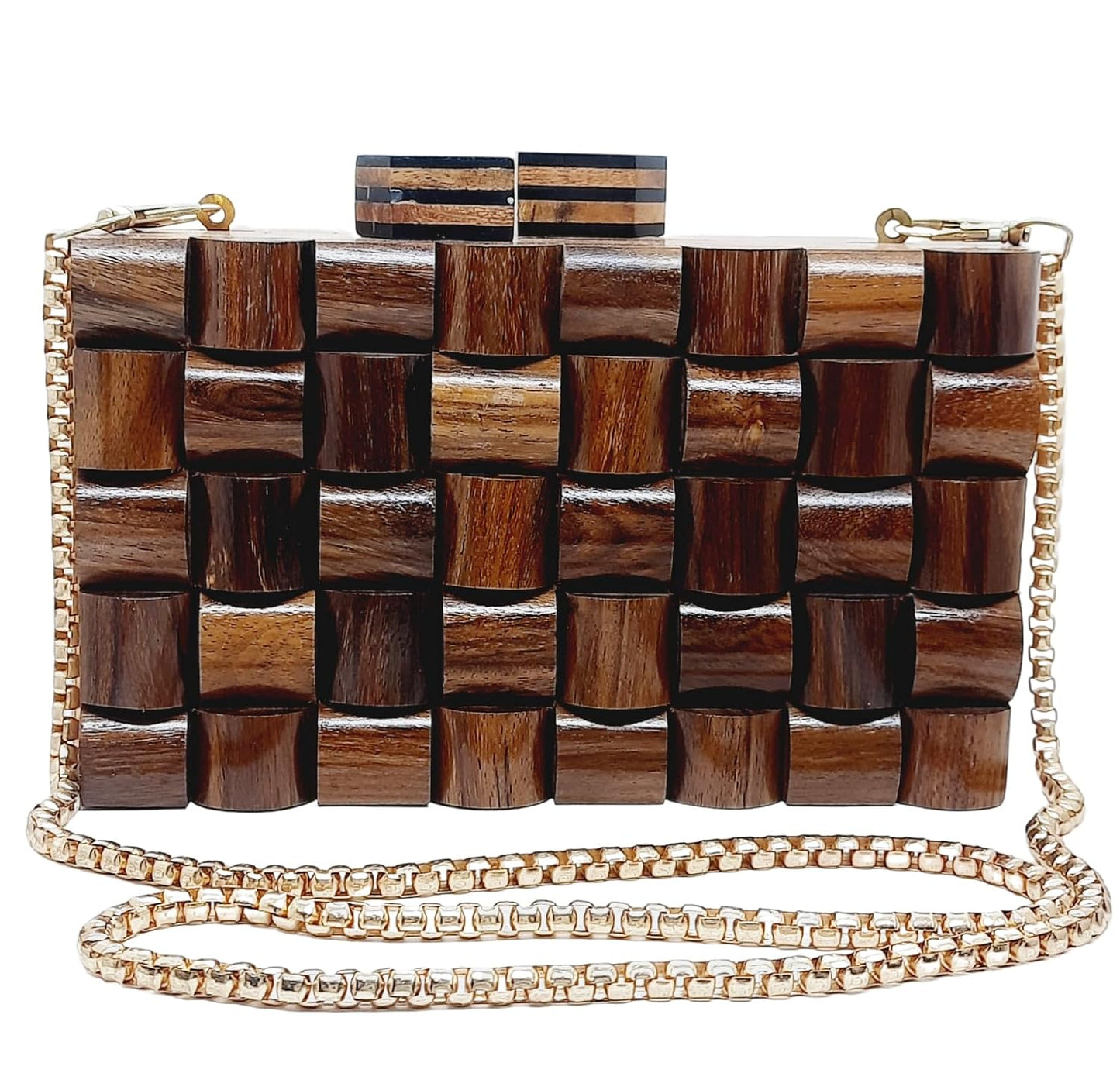 Trend Overseas Handmade Wooden Clutch Purse Bridal Clutch Handbag - Detachable Chain, Perfect for Any Model Cellphone