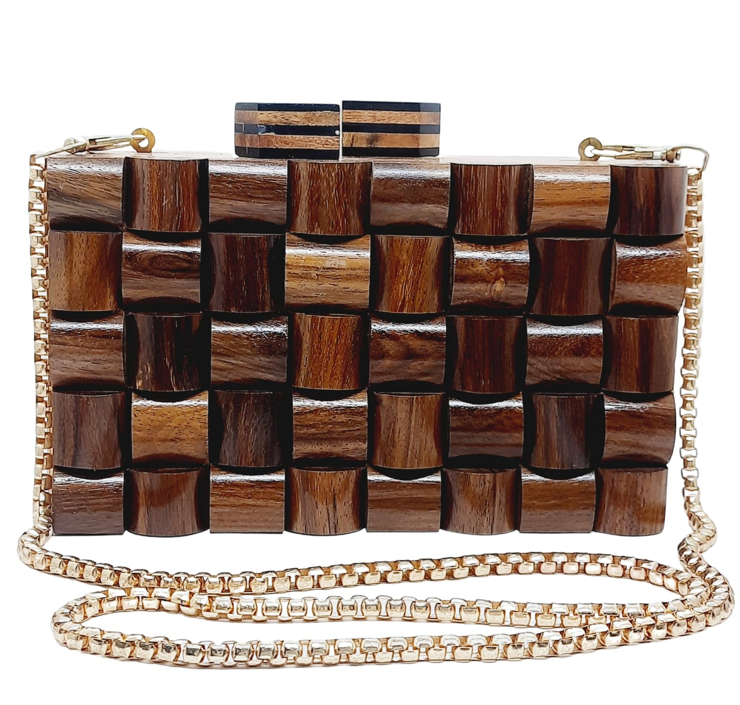 Trend Overseas Handmade Wooden Clutch Purse Bridal Clutch Handbag - Detachable Chain, Perfect for Any Model Cellphone