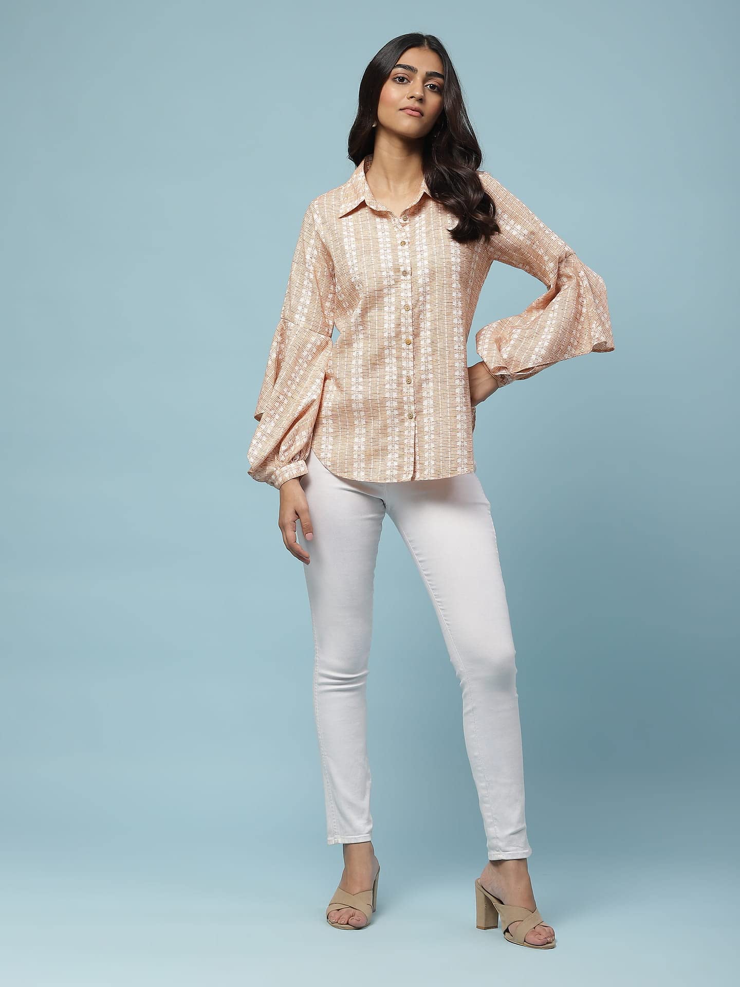 Aarke Ritu Kumar Peach Yarn Dyed Shirt