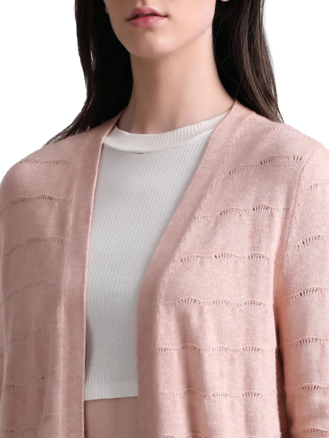 Only Women's Viscose Blend V-Neck Pink Sweater