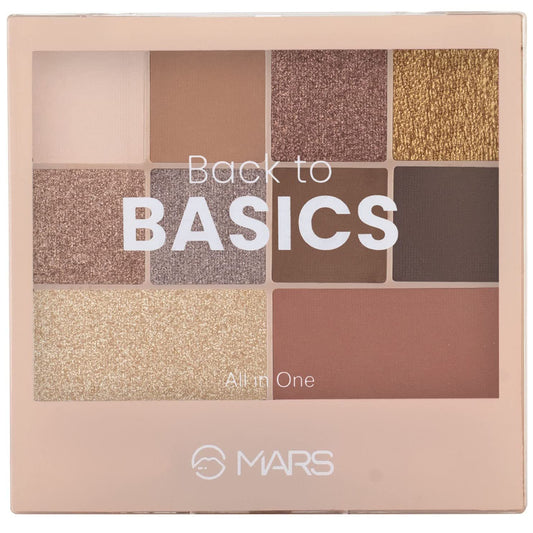 MARS Back to Basics All-in-One Face Palette with Free Applicator | 8 Eyeshadows with Blusher and Highlighter | Highly Pigmented | Beginner Friendly (14.4g) (Shade-02)