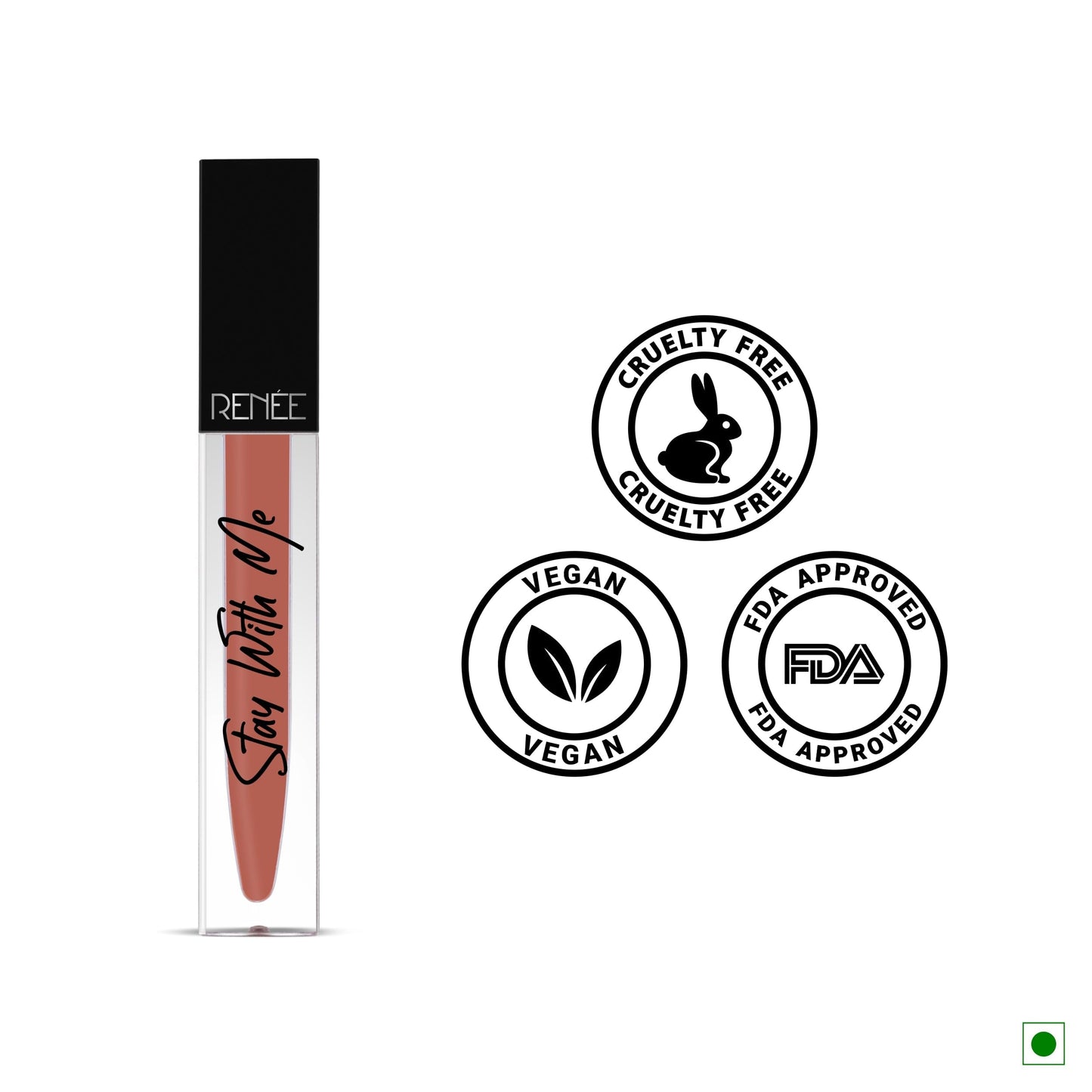 RENEE Stay With Me Matte Lip Color - Creme Of Caramel 5ml| Long lasting, Light Weight & Non Transfer Formula| Water & Smudge Proof