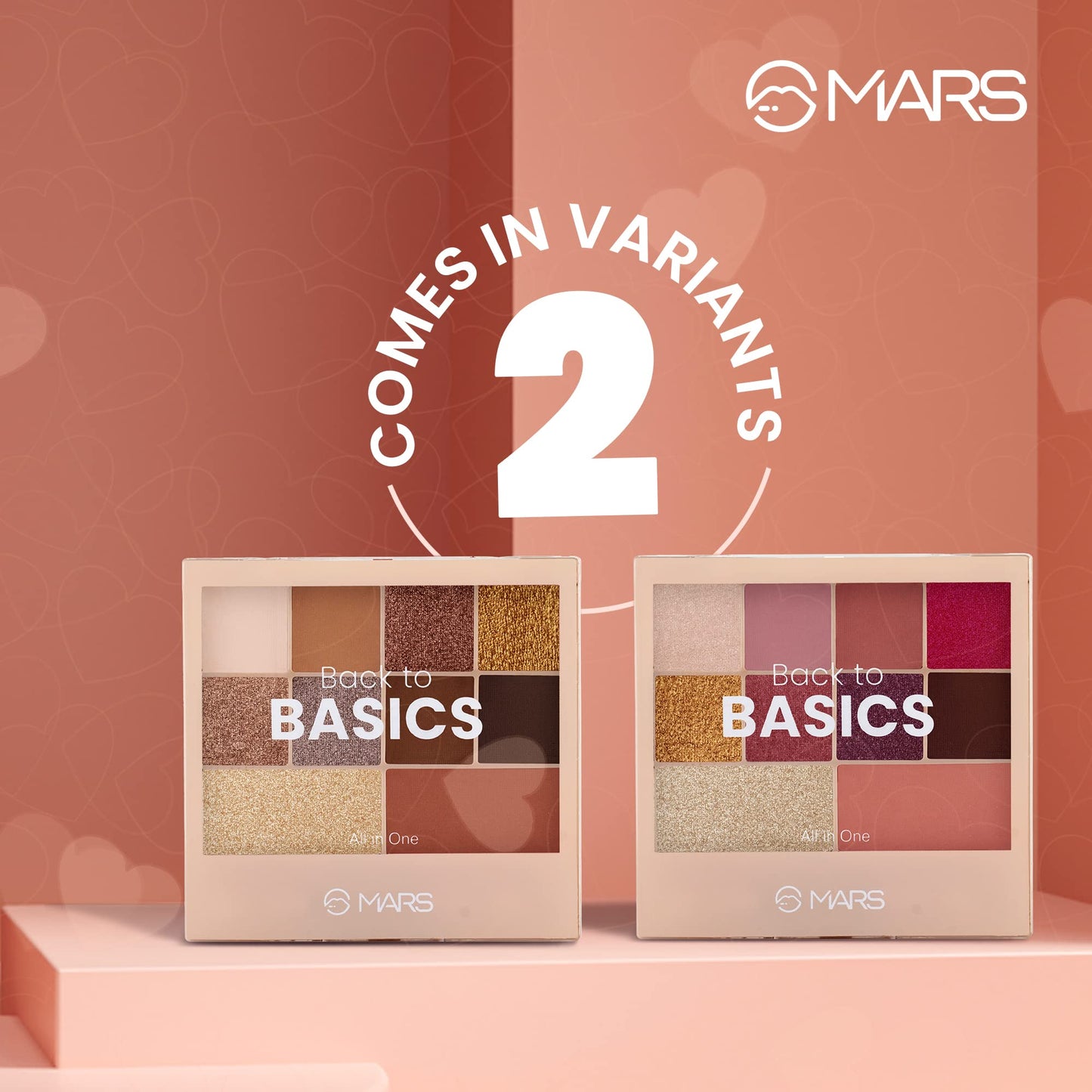 MARS Back to Basics All-in-One Face Palette with Free Applicator | 8 Eyeshadows with Blusher and Highlighter | Highly Pigmented | Beginner Friendly (14.4g) (Shade-02)