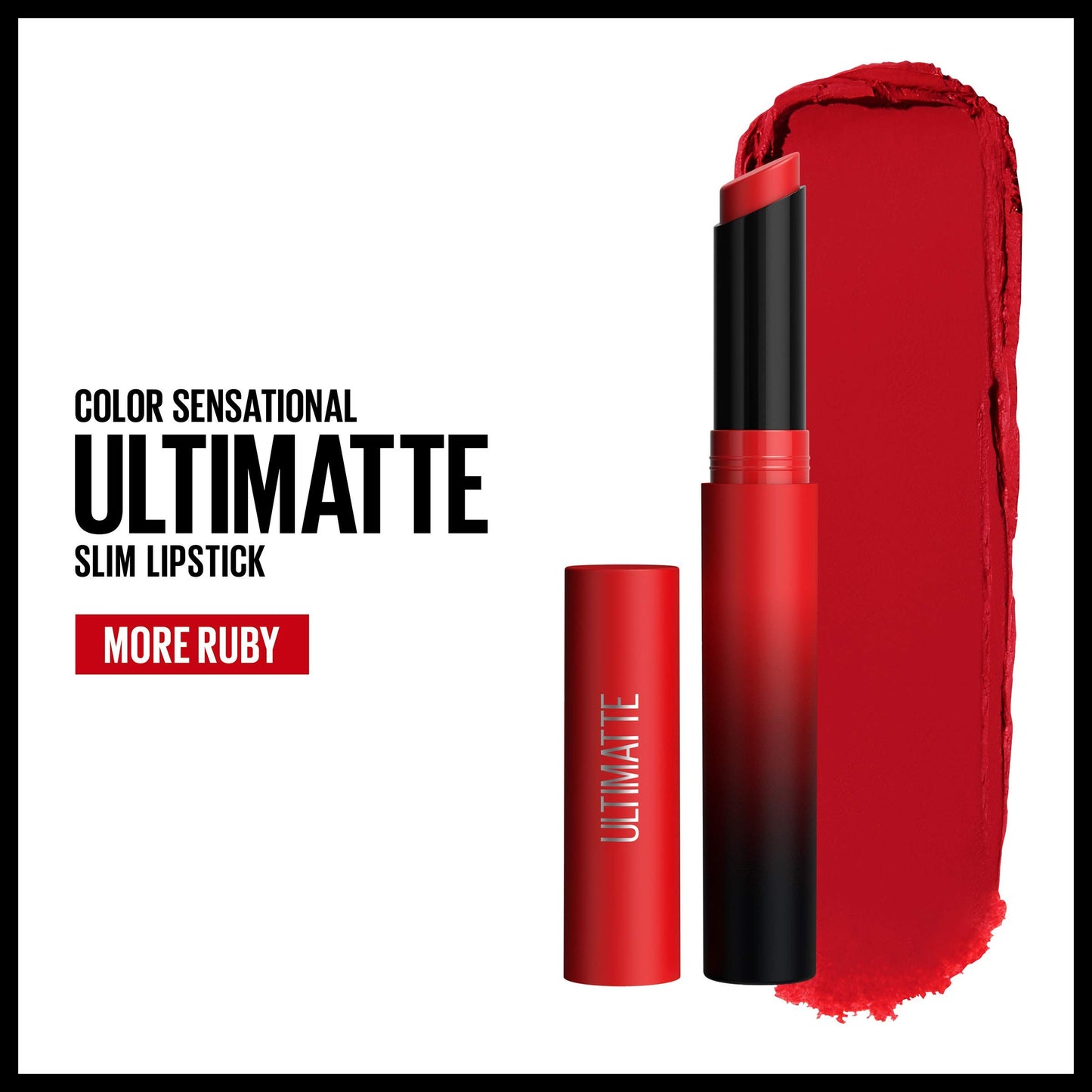 Maybelline Color Sensational Ultimatte Matte Lipstick, Non-Drying, Intense Color Pigment, More Ruby, Ruby Red, 1 Count