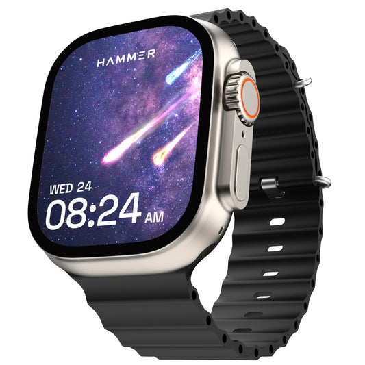 HAMMER Ultra Classic 2.01" Always on Display, Bluetooth Calling Smart Watch, Wireless Charging, 1 Extra Strap, Raise to Wake, in-Built Games, Brightness Adjustment, BP, SpO2, HR Monitoring