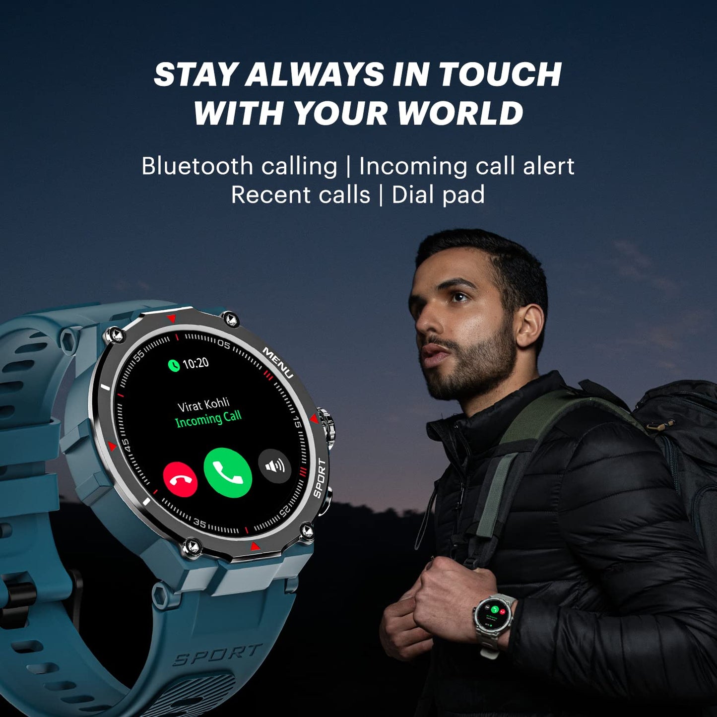 Noise Force Rugged & Sporty 1.32" Bluetooth Calling Smart Watch, 550 NITS, 7 Days Battery, AI Voice Assistance, Smart Watch for Men (Jet Black)