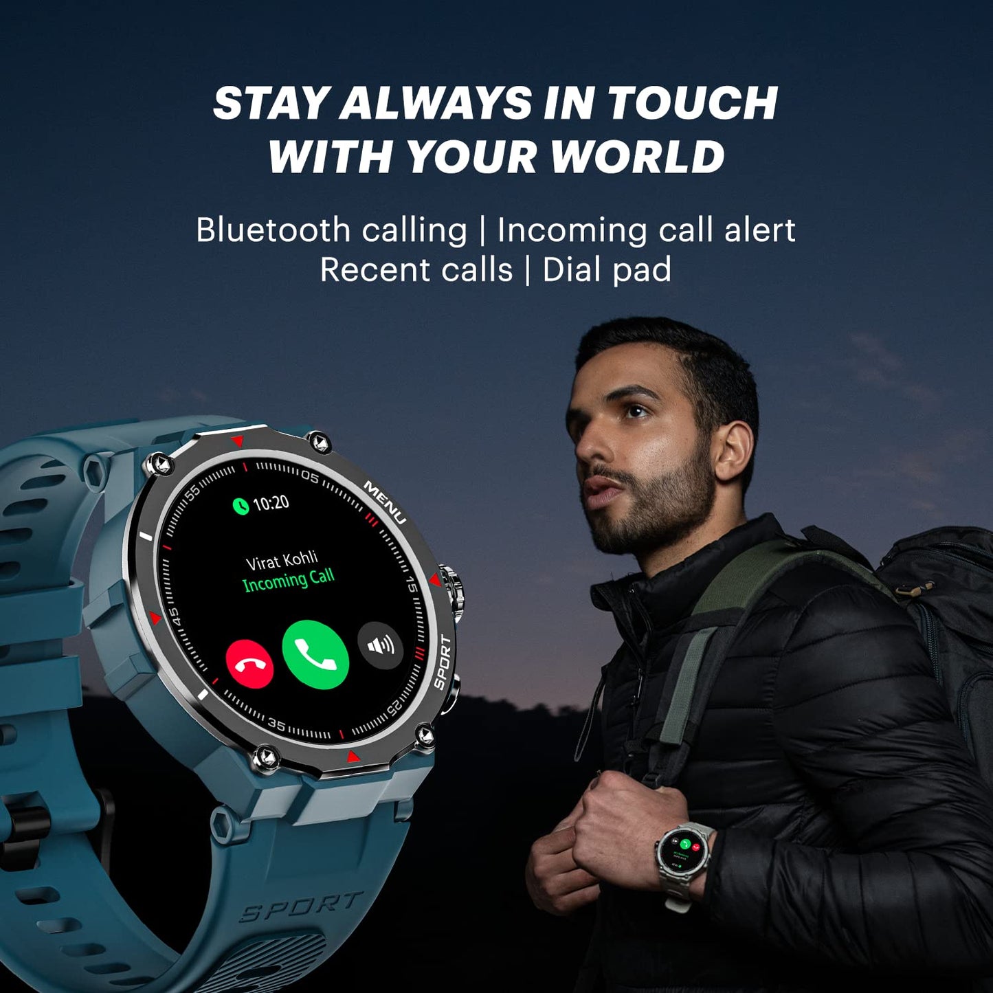 Noise Force Rugged & Sporty 1.32" Bluetooth Calling Smart Watch, 550 NITS, 7 Days Battery, AI Voice Assistance, Smart Watch for Men (Teal Green)