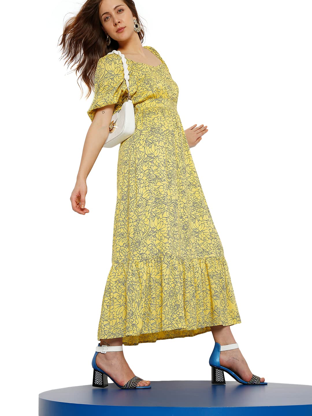 Vero Moda Women's Viscose A-Line Maxi Dress (Illuminating) Yellow