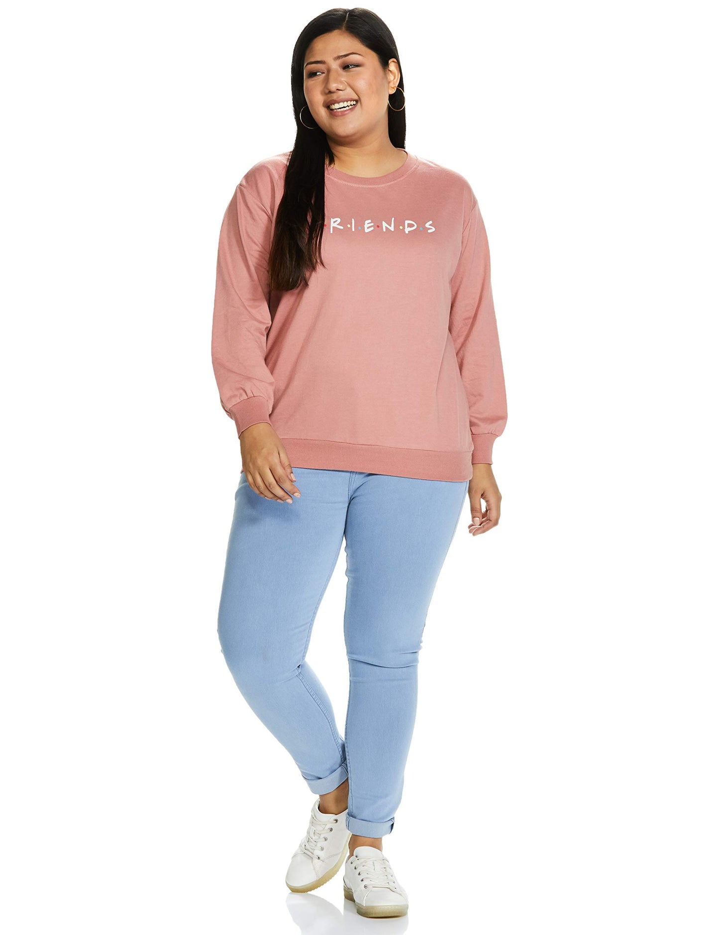 pluss Women Fleece Hooded and Crew Neck Sweatshirt(Pink)