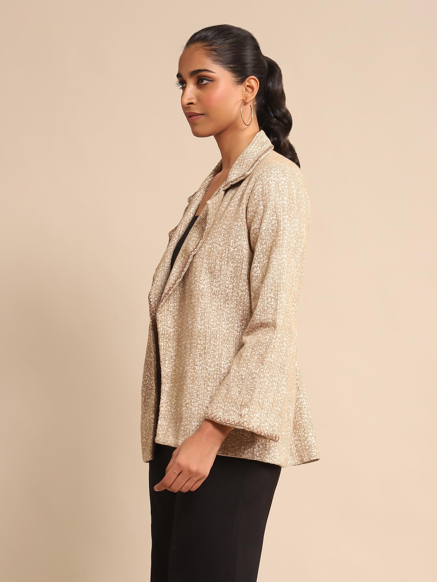 Ritu Kumar Beige Cotton Jacquard Jacket