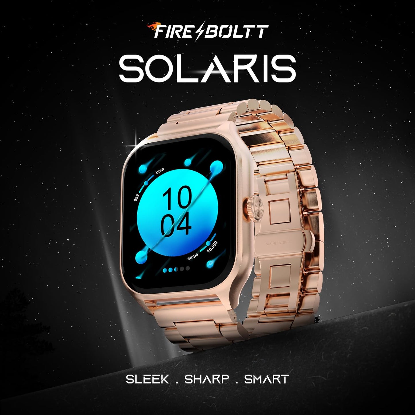 Fire-Boltt Solaris: 1.78” AMOLED Always-on Display with 368 * 448 px Resolution, 123 Sports Mode, IP68 Water-Resistant, Long-Lasting Battery Life and Comprehensive Health Tracking (Rose Gold)