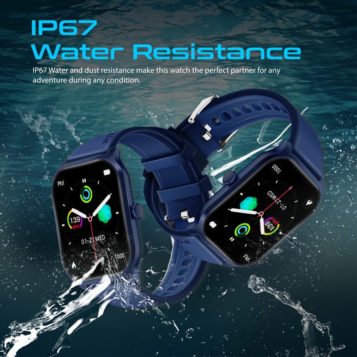 Promate Xwatch-B2 Smartwatch with 2.01” Ultra Large Display, BT Calling, 15 Days Battery Life, 123+ Sports Modes, IP67 Water Proof, Smart Notifications, Real-time HR Monitor, 200+ Watch Faces (Blue)