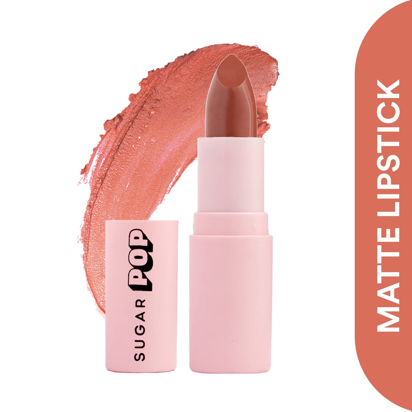 SUGAR POP Matte Lipstick - 04 Caramel (Peachy Brown) – 4.2 gm – Non-drying Formula, Long Lasting, Vegan, Paraben Free l Lipstick for Women