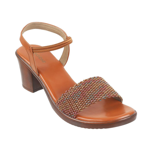 Mochi Women Tan Synthetic Leather Block Heel Fashion Sandal UK/3 EU/36 (33-435)