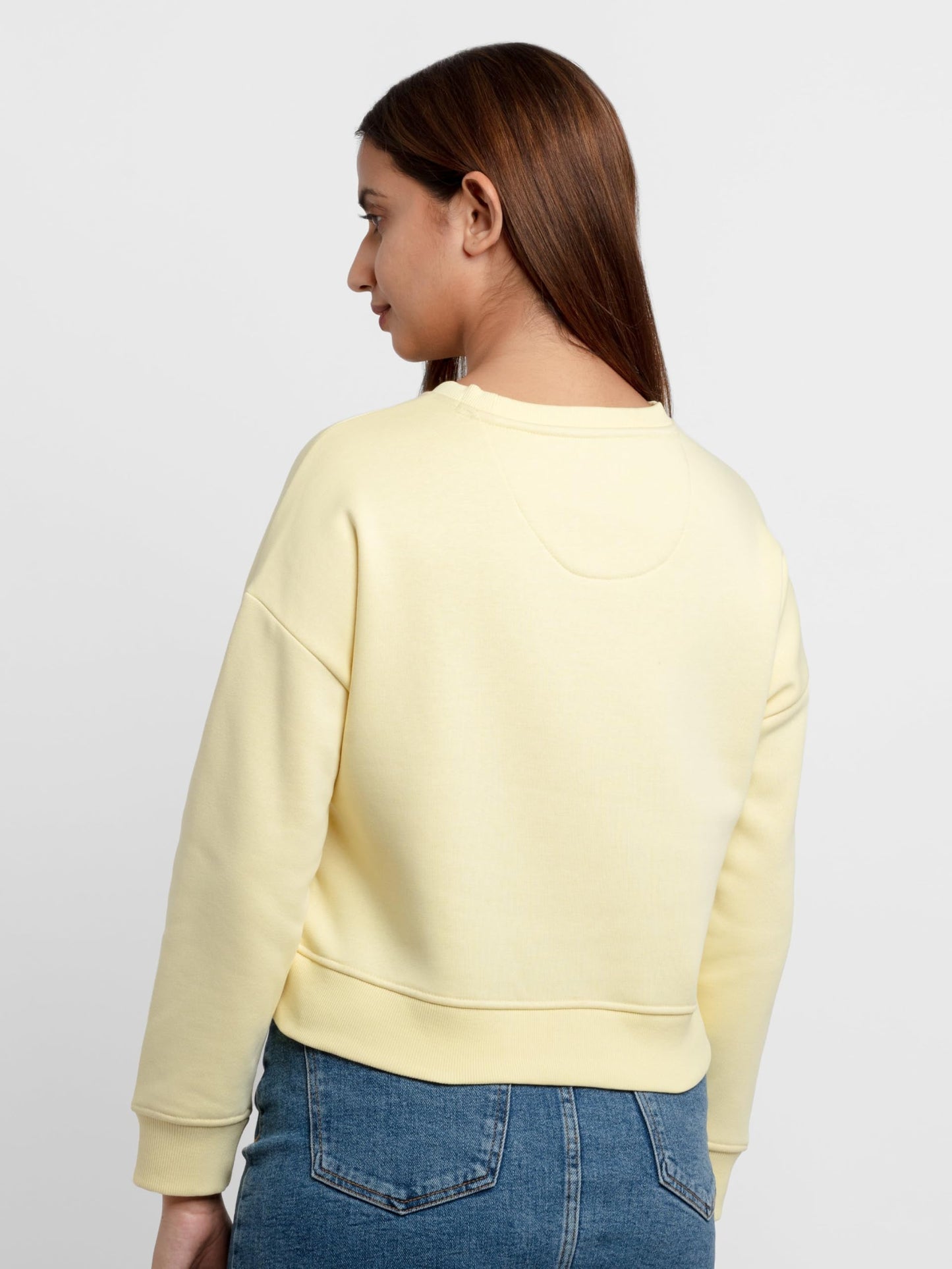 Status Quo Womens Printed Round Neck Sweatshirt Lemon