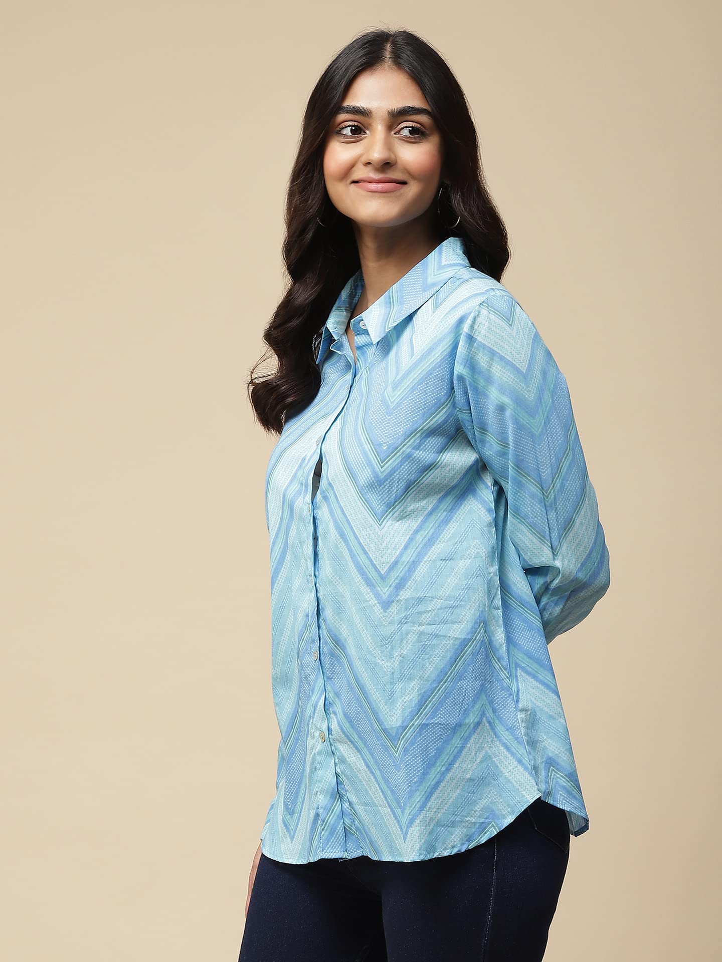 Aarke Ritu Kumar Blue Chevron Stripe Shirt