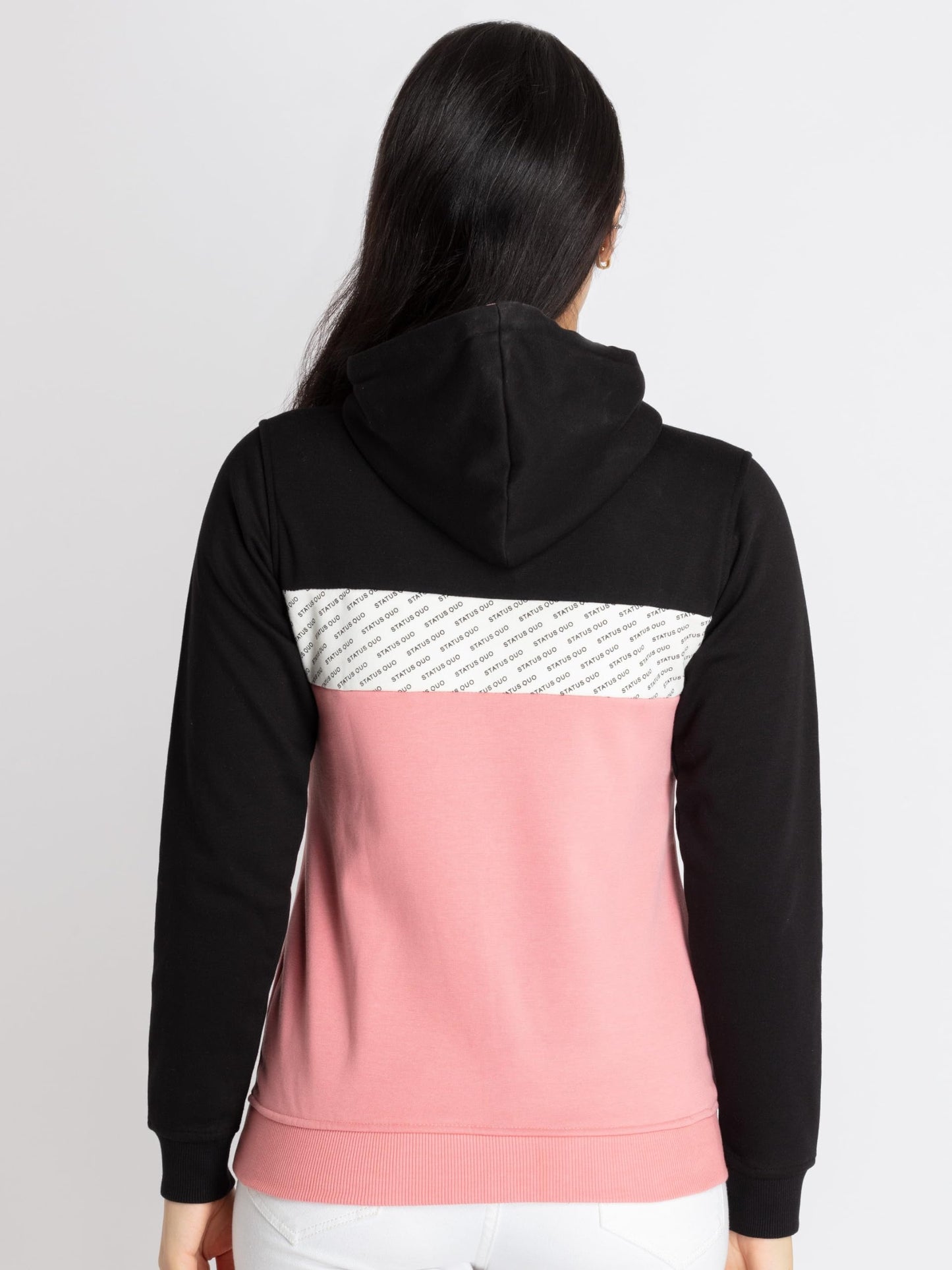 Status Quo Womens Mix & Match Hooded Sweatshirt Black/Coral