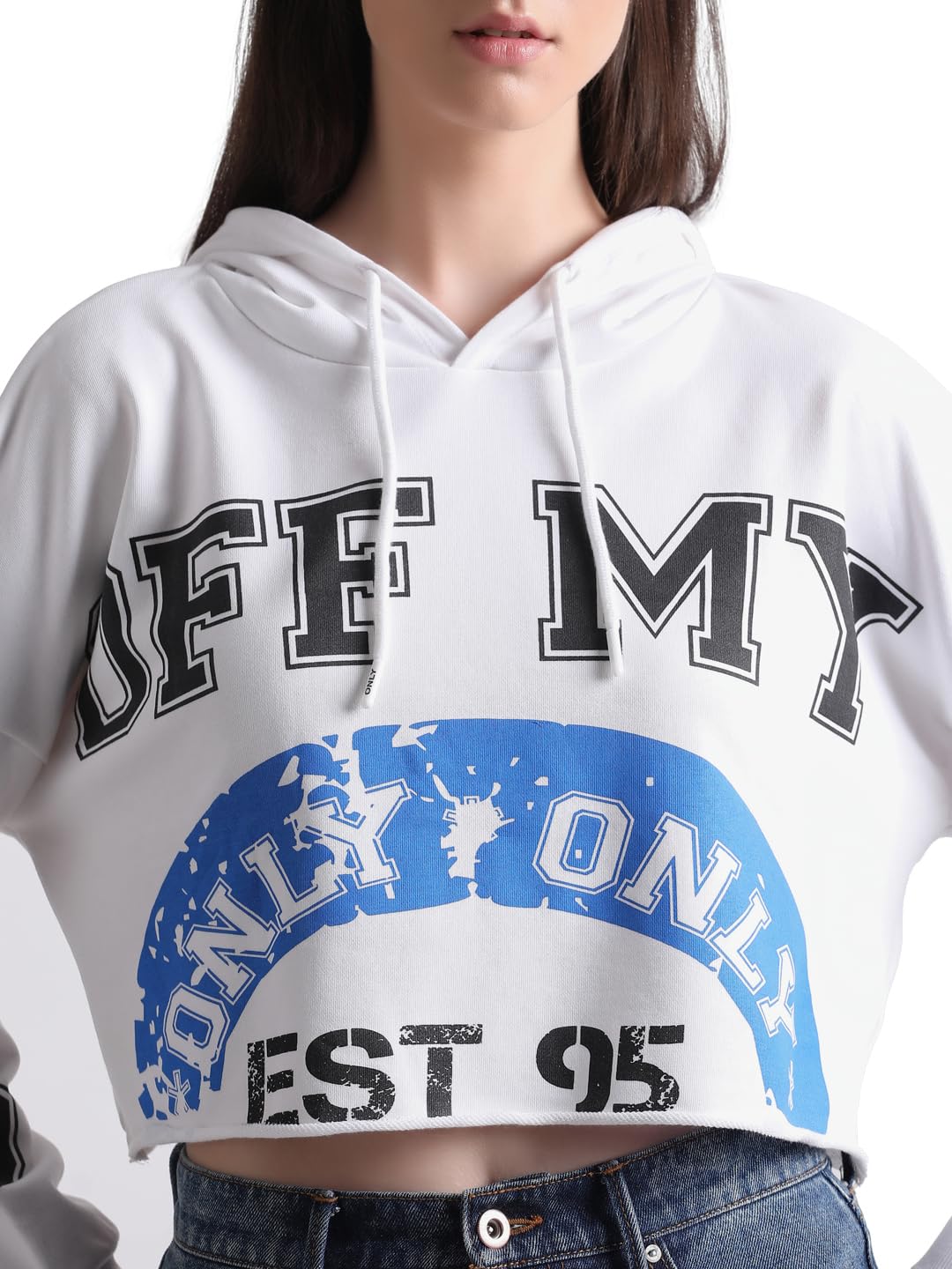 Only Women's Cotton Blend White Sweatshirt_X-Small