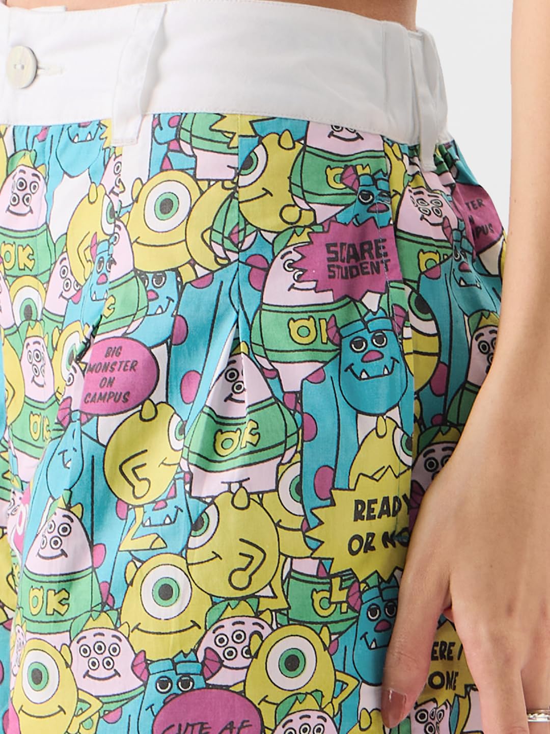 The Souled Store Monsters Inc: Hide and Seek Cotton Multicolored Women Shorts