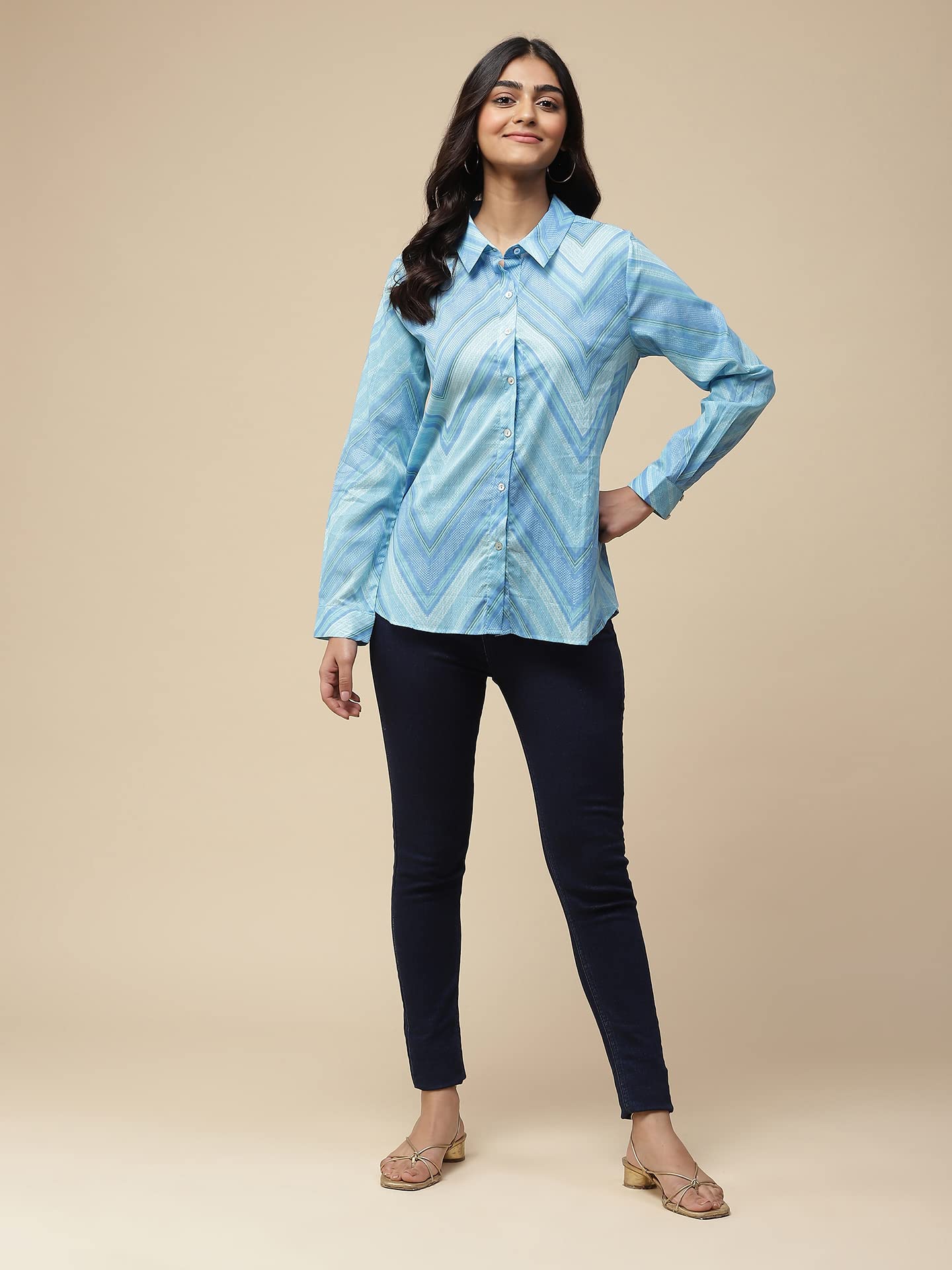 Aarke Ritu Kumar Blue Chevron Stripe Shirt