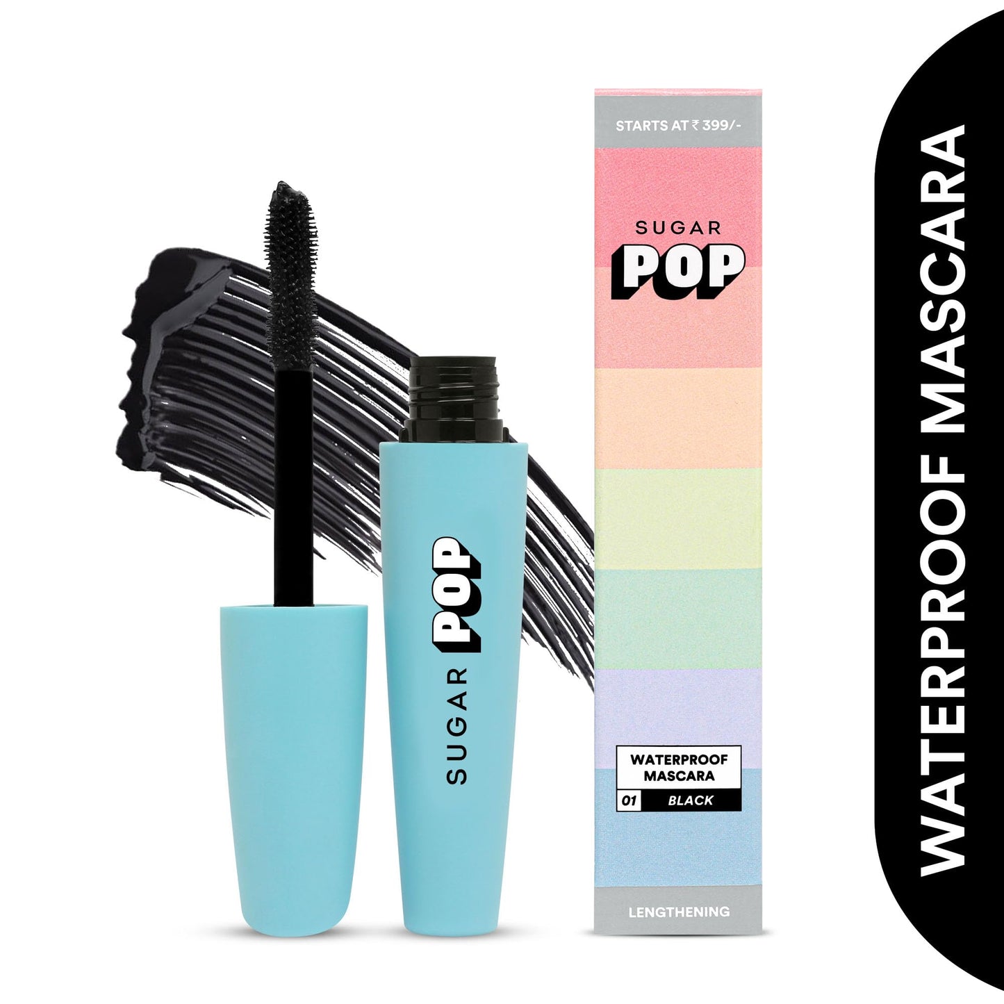 SUGAR POP Waterproof Mascara - 01 Black | Lengthening, Smudge-proof & Clump-free | 8 gms