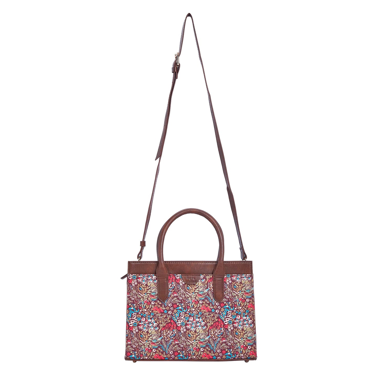 TEAL BY CHUMBAK Women's Handbag | Ladies Satchel Bag with Printed Canvas - Brown (Rainforest)