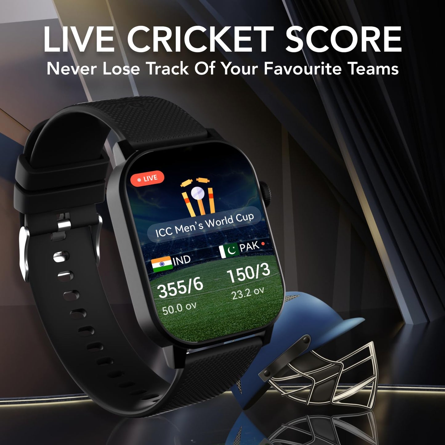 Cultsport Newly Launched Ace X 1.96" AMOLED Smartwatch, Premium Metallic Build Smartwatch, Always On Display, Bluetooth Calling, Live Cricket Score,Functional Crown(Black Silicone)