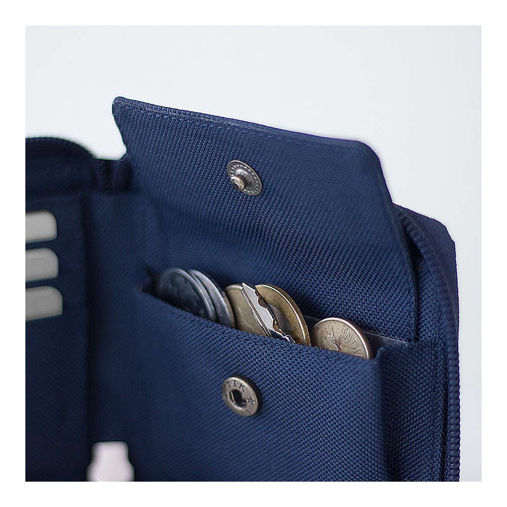 DailyObjects Blue Ballistic Women's Zip Wallet | Made with Nylon Material | Carefully Handcrafted | Holds up to 8 Cards | Slim and Easy to Fit in Pocket | Coin Pocket with Button Closure