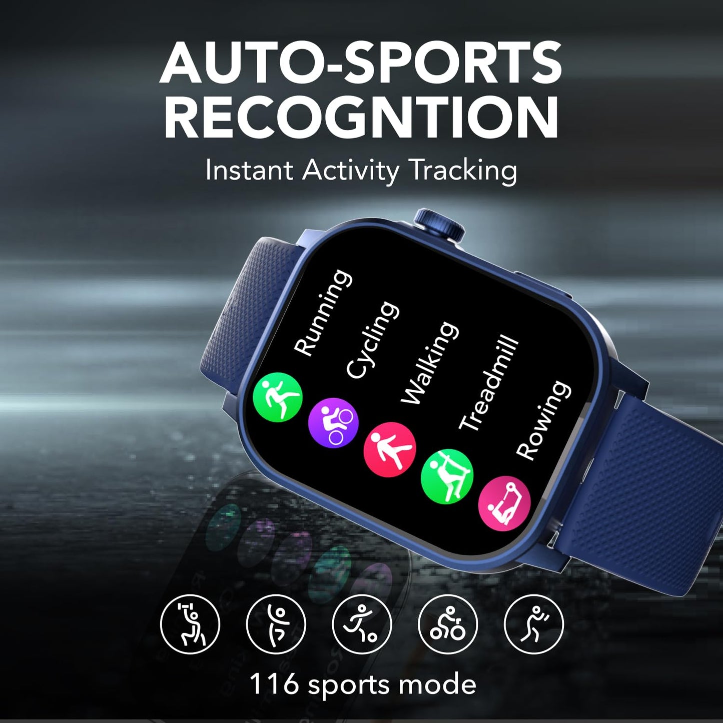 Cultsport Newly Launched Ace X 1.96" AMOLED Smartwatch (Blue Silicone)