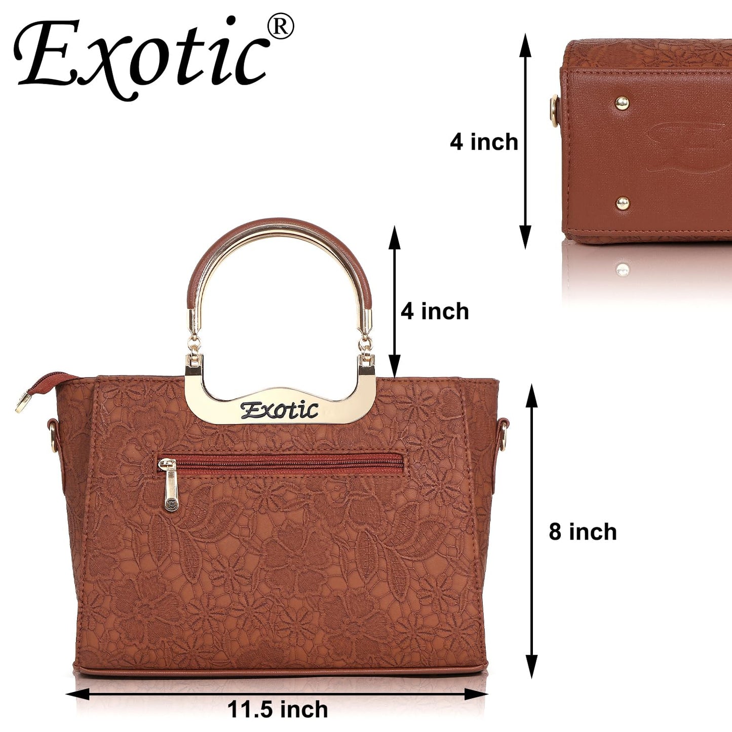 EXOTIC Women Floral Embellished Hand/Sling Bag (Tan)