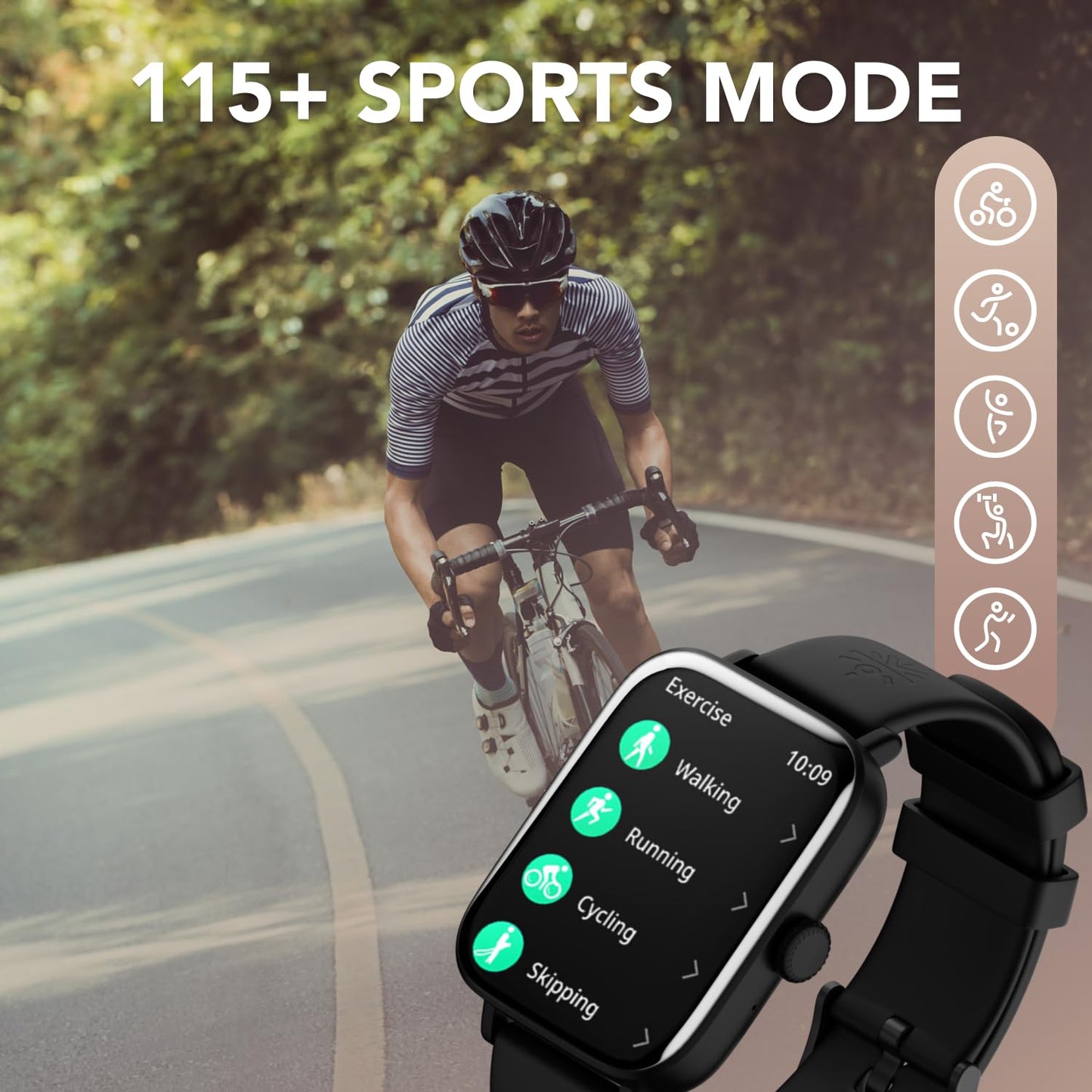 Cult.Sport Beats 1.85" HD Screen, 320 * 386, 600 nits, BT Calling, Crown Control, TWS Pairing Smartwatch  (Black Strap, Free Size)