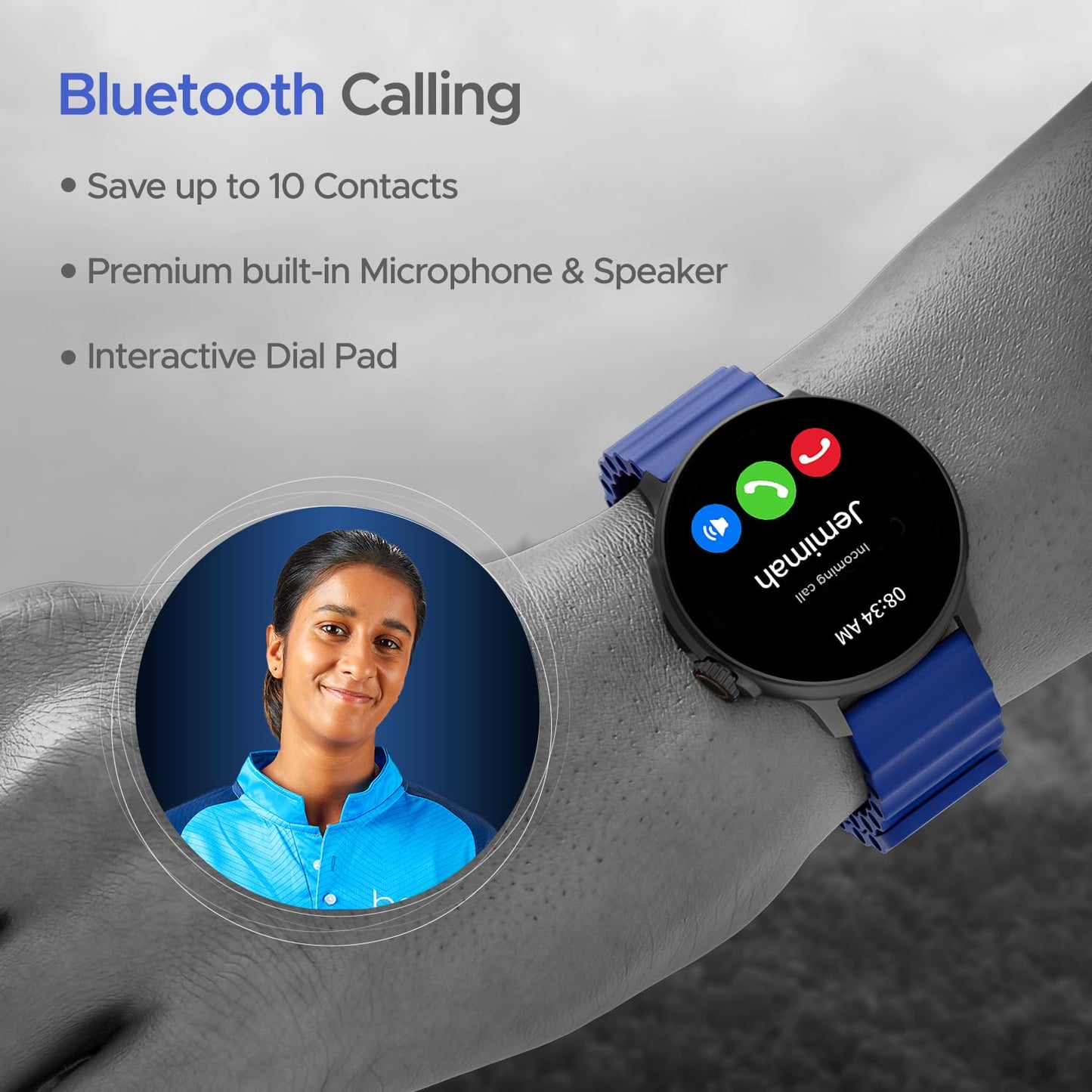 boAt Newly Launched Lunar Tigon Smart Watch with 1.45" AMOLED Display, Advanced BT Calling, Always on Display, Functional Crown, Premium Design & Ocean Ridge Strap,IP67,HR & SpO2 Monitoring(Deep Blue)