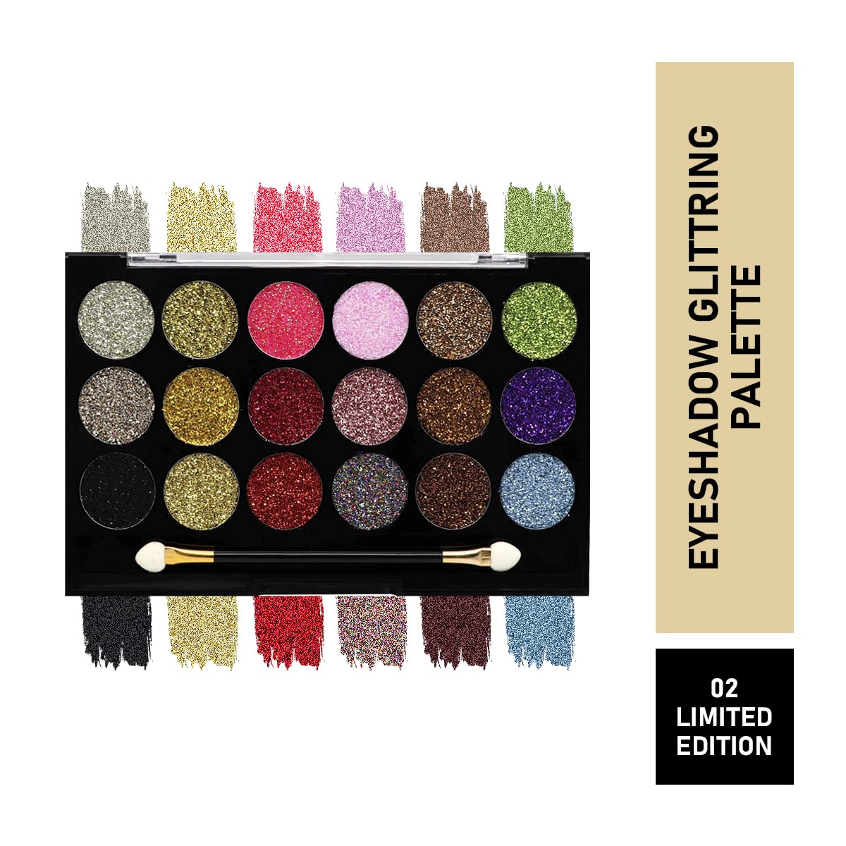 Matt Look Glitterz N Highlight|18 Color Glittering Eyeshadow|Bright Vibrant Colors|Creamy in Texture|Highly Pigmened Shades||Creative Look Palette|18 in 1 Glitter Palette-Limited Edition (18 gm)