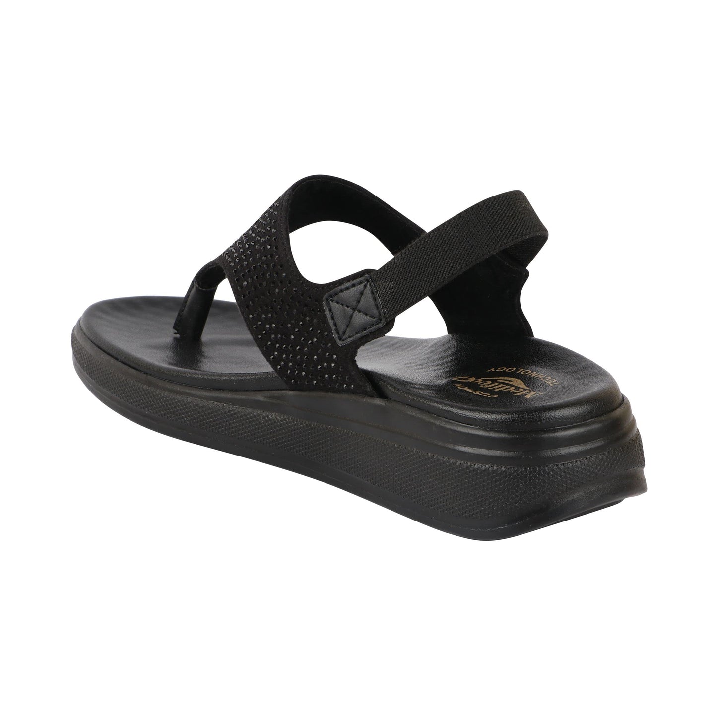 Medifeet Women's Thong with Sling Back Sandals (BLACK)