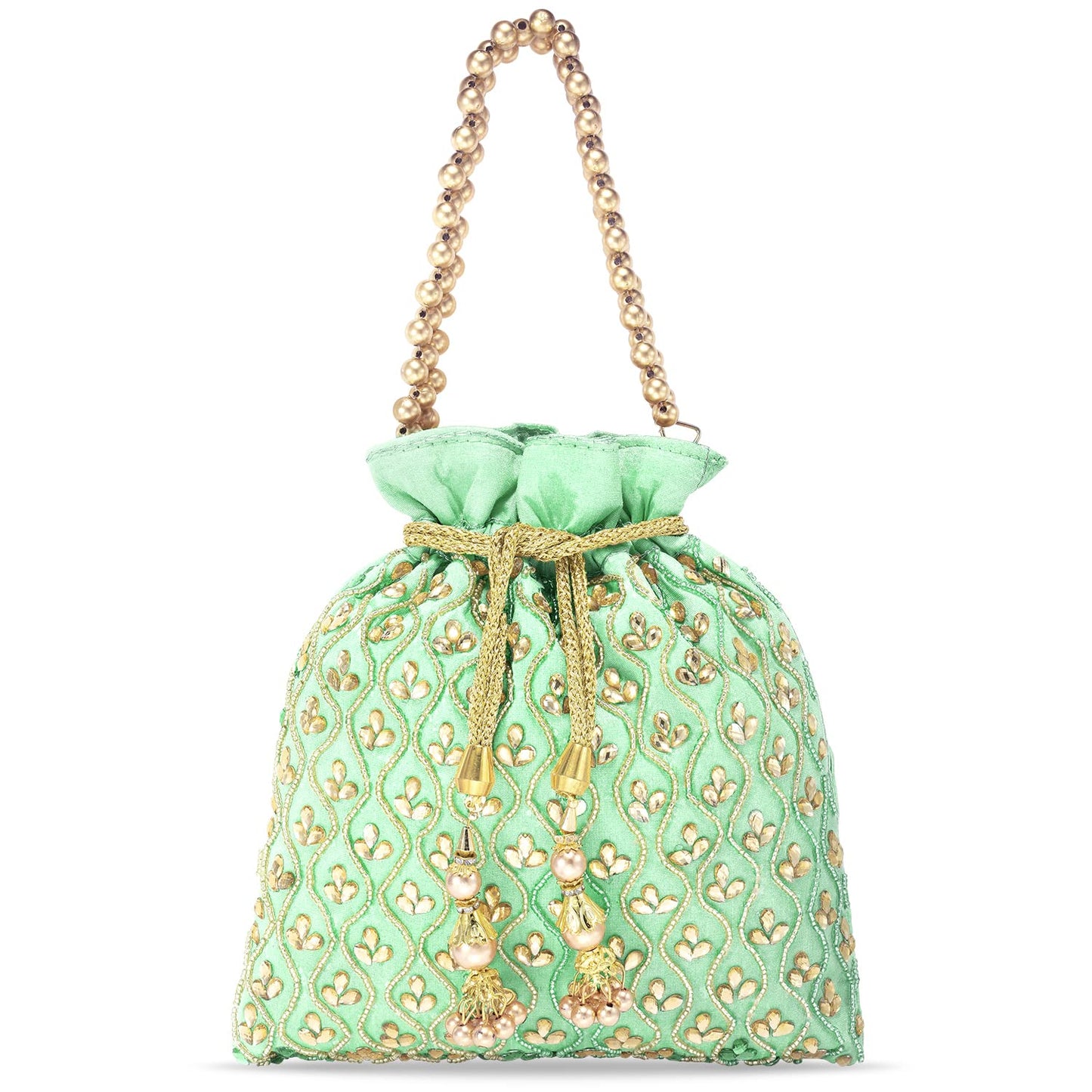 Peora Mint Potli Bags for Women Evening Bag Clutch Ethnic Bride Purse with Drawstring