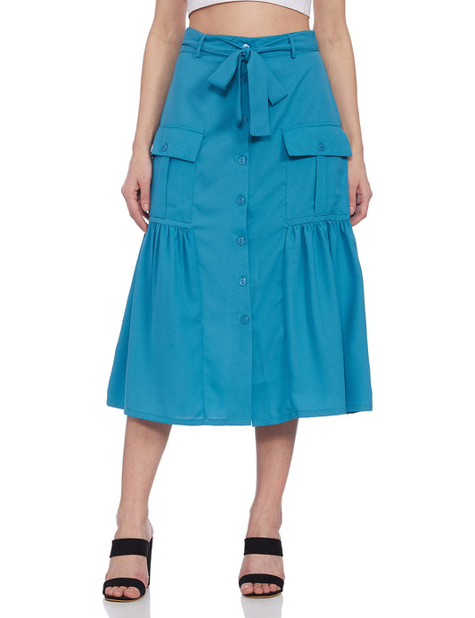 Marie Claire Polyester Western Skirt (Aqua)