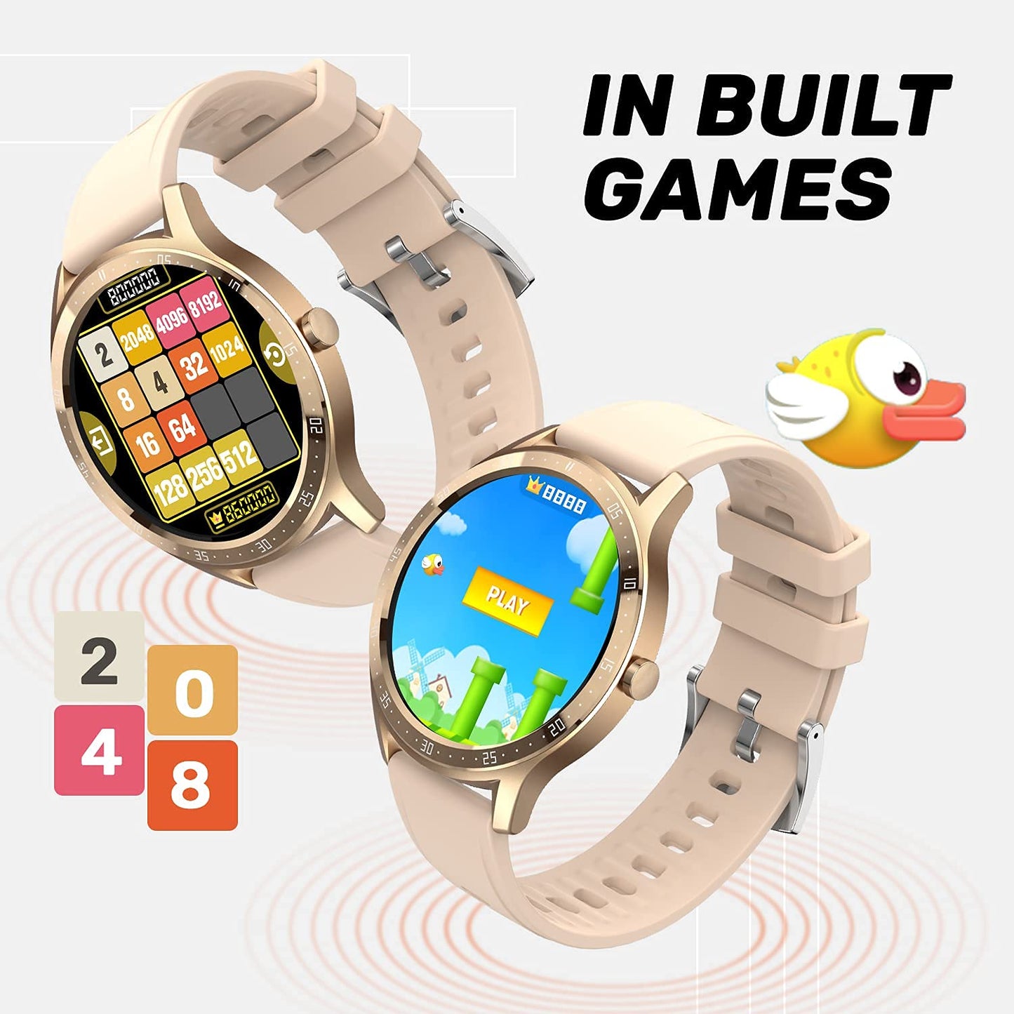 (Refurbished) Fire-Boltt 360 SpO2 Full Touch Large Display Round Smart Watch with in-Built Games, 8 Days Battery Life, IP67 Water Resistant with Blood Oxygen and Heart Rate Monitoring (Gold) (BSW003)