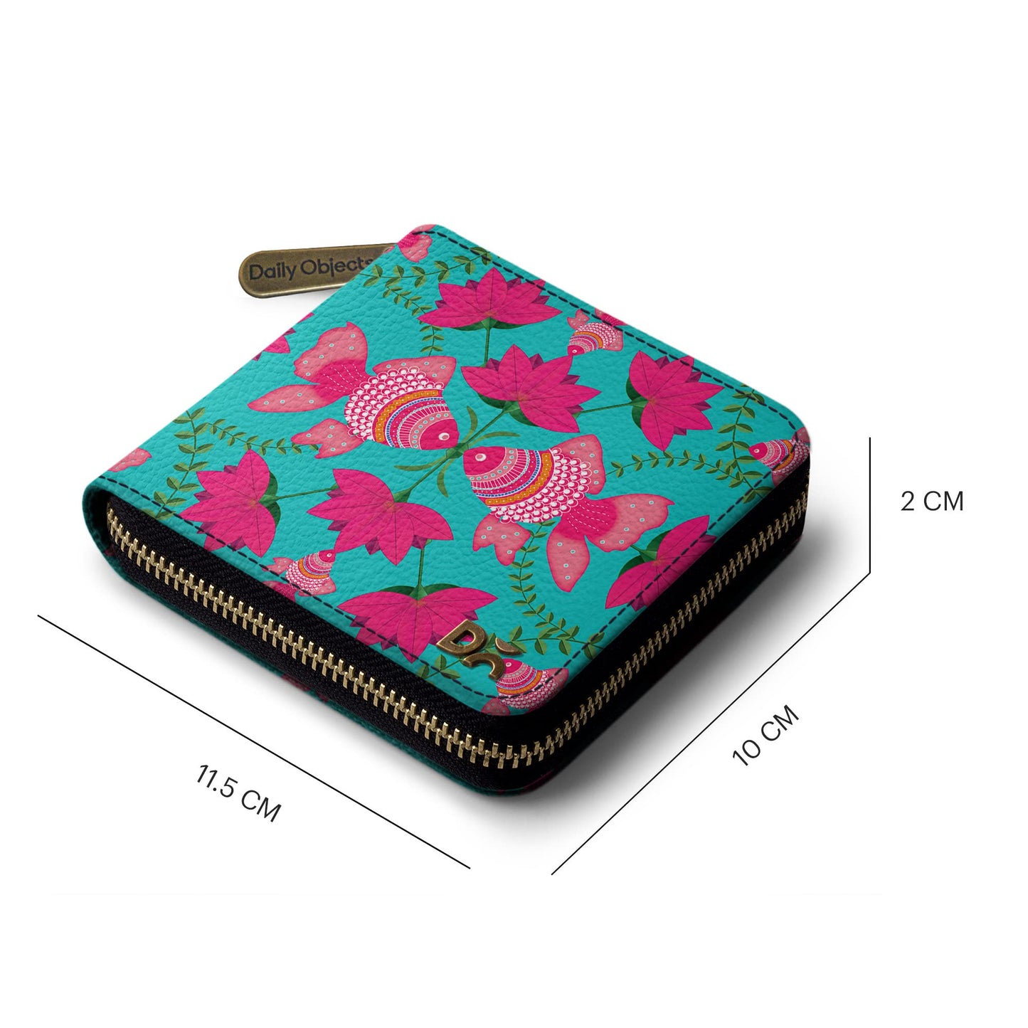 DailyObjects Kissy Fishy Women's Zip Wallet | Made with Leather Material | Carefully Handcrafted | Holds up to 8 Cards | Slim and Easy to Fit in Pocket | Coin Pocket with Button Closure