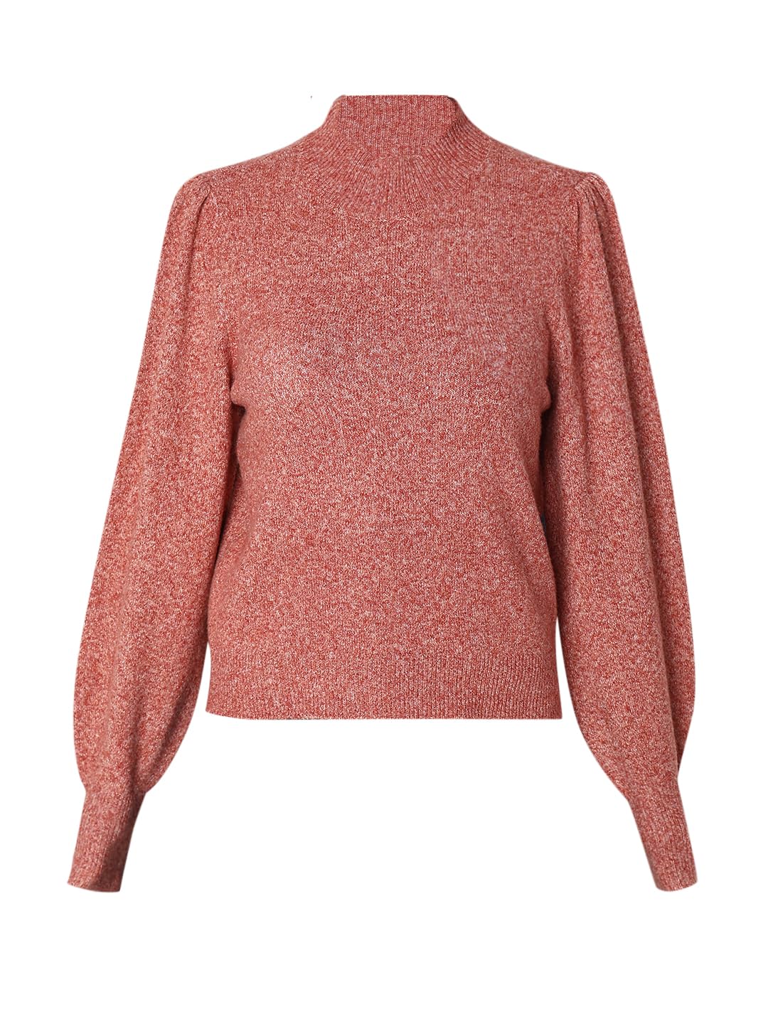 VERO MODA Women's Polyester High Neck Pullover Sweater (Red Ochre)