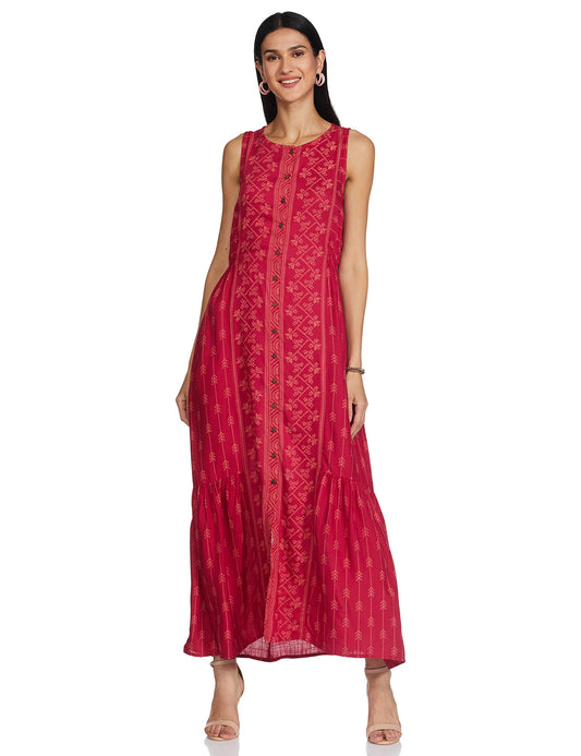 Global Desi Women's Viscose Gown (Hot Pink)