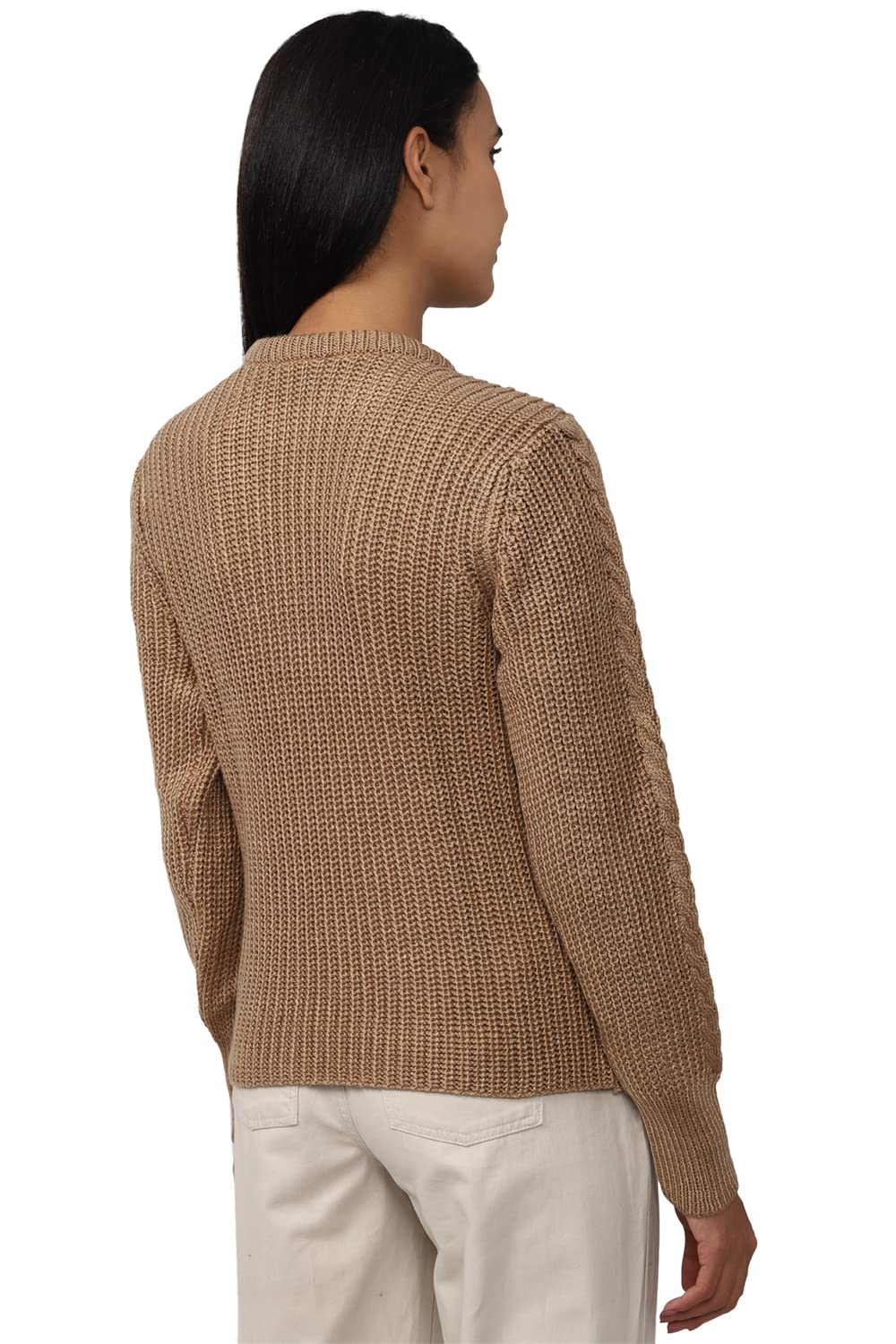 Van Heusen Women's Cotton Crew Neck Sweater (VWSWURGB142422_Brown