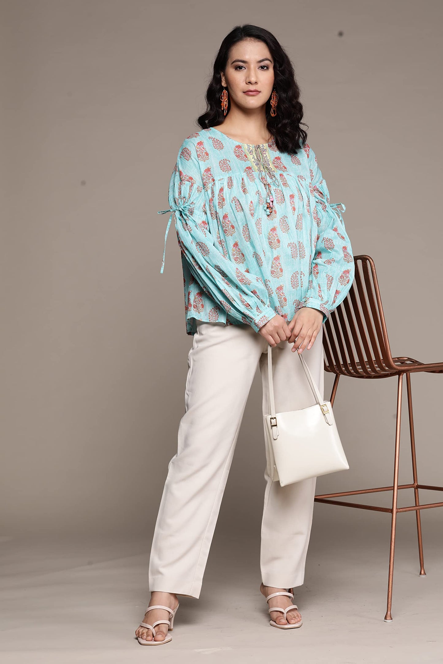 Aarke Ritu Kumar Turquoise Printed A-Line Top