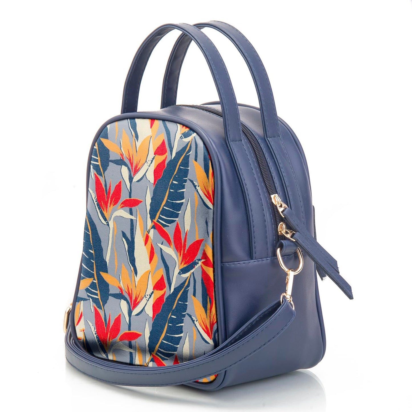 SACCI MUCCI Women's Satchel Bag | Ladies Purse Handbag | Women's Handbag - Exotic Jungle (Navy Blue)