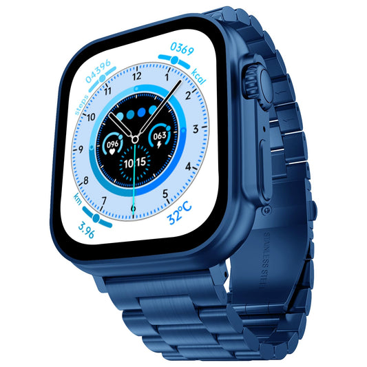 Fire-Boltt Gladiator 1.96" Biggest Display Luxury Stainless Steel Smart Watch with Bluetooth Calling, Voice Assistant &123 Sports Modes, 8 Unique UI Interactions, 24/7 Heart Rate Tracking (Blue)