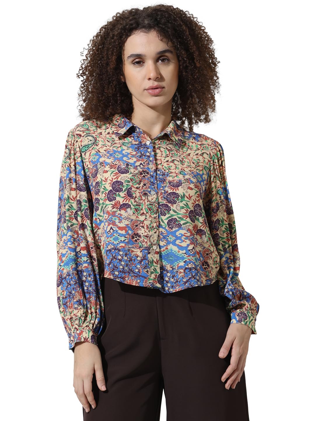 ONLY Women's Regular Fit Shirt (15334399-Azure Blue_Azure