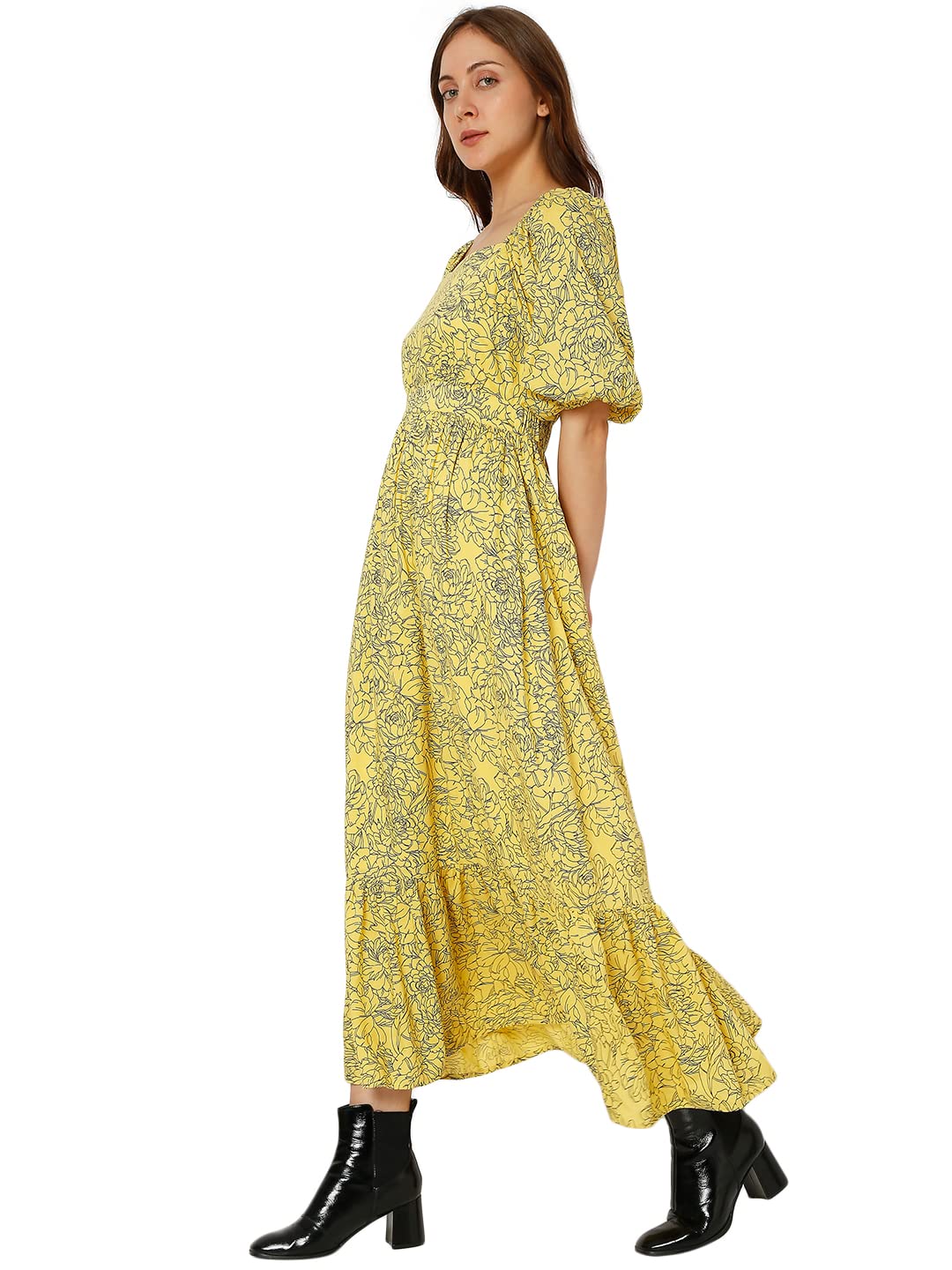 Vero Moda Women's Viscose A-Line Maxi Dress (Illuminating) Yellow