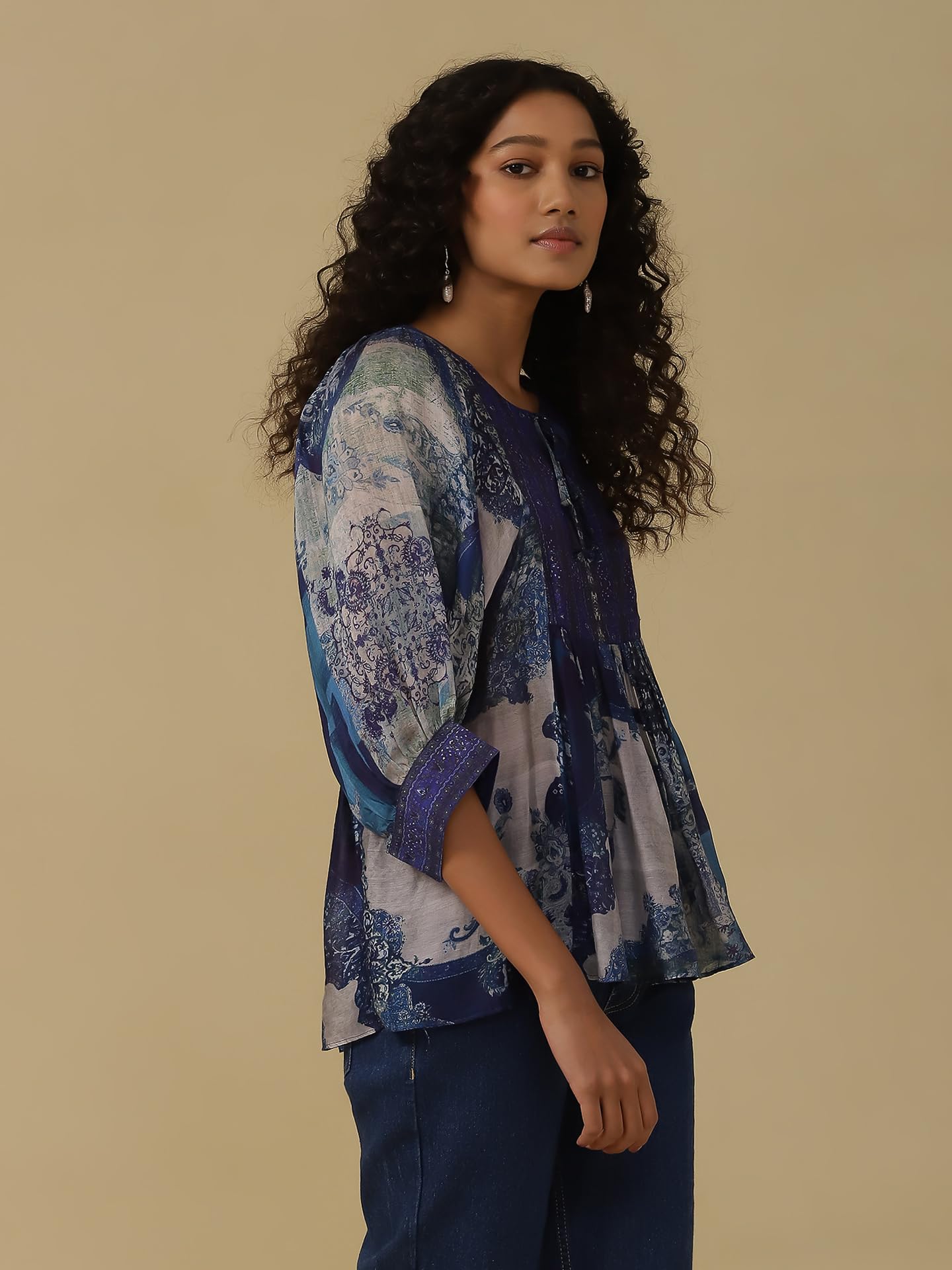 Aarke Ritu Kumar Blue Printed Top