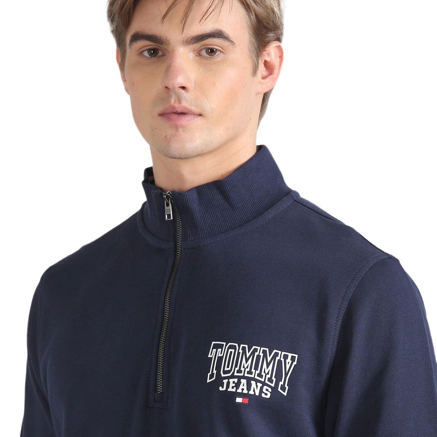 Tommy Hilfiger Men's Cotton Mock Neck Sweatshirt (F23JMHK021_Blue