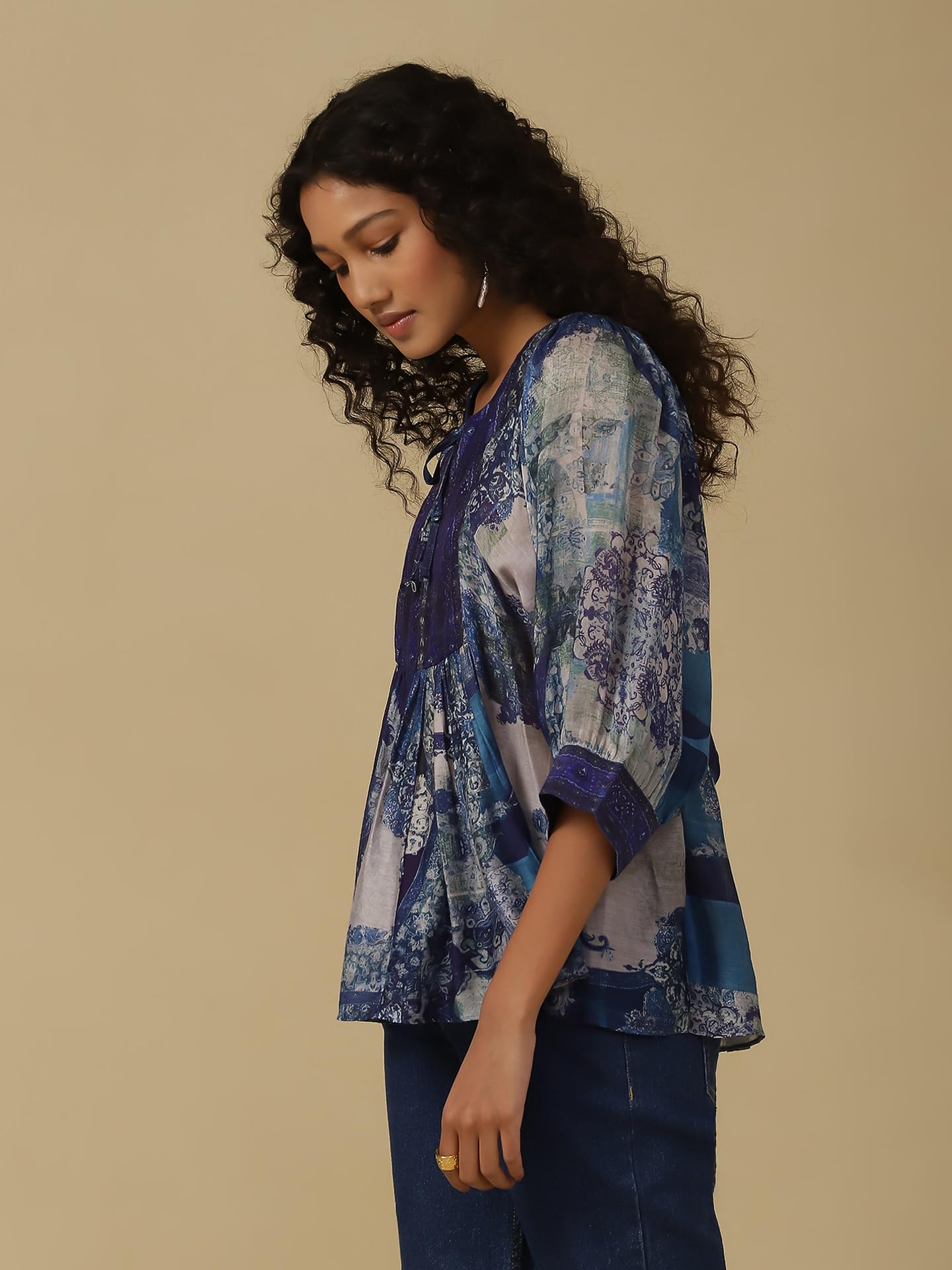 Aarke Ritu Kumar Blue Printed Top